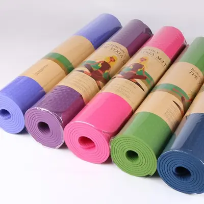Yoga mat TPE, 183x80x0.6cm, monochrome, for beginners - 4