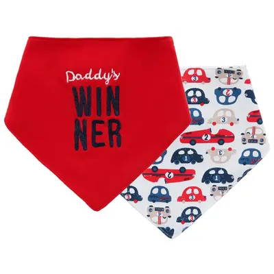 Baby Pure Cotton Waterproof Cartoon Bib Set, Triangle Drool Bib, 2 Pieces - 7