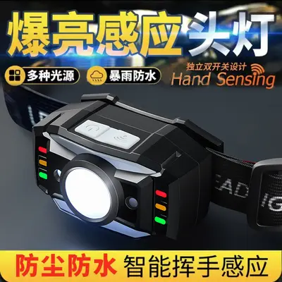 Multifunction Sensor Headlamp with Rechargeable Lithium Battery for Camping