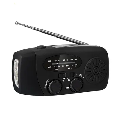 Hand-Crank Emergency Radio, NOAA, 3 LEDs, Solar Powered - 8