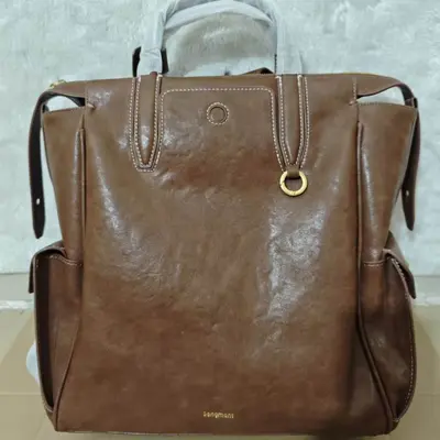 Vegetable-Tanned Leather Backpack with 14-Inch Laptop Compartment - 4