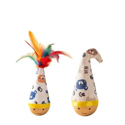 Roly-Poly Cat Toy with Feather Teaser Wand - 6