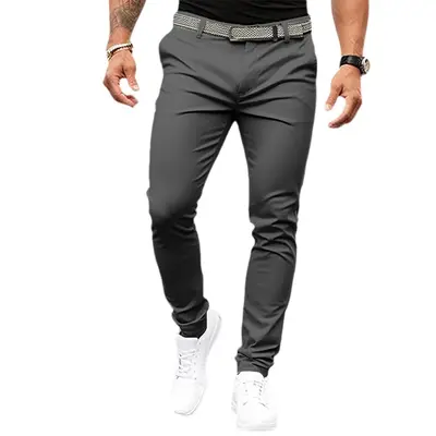 Herren Uni Slim-Fit Freizeithose mit Taschen und Reißverschluss