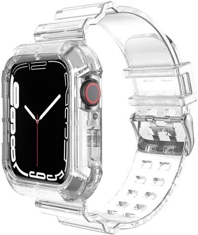 Apple Watch Series 9 Uyumlu Şeffaf Kordon, iWatch 8 ile Uyumlu