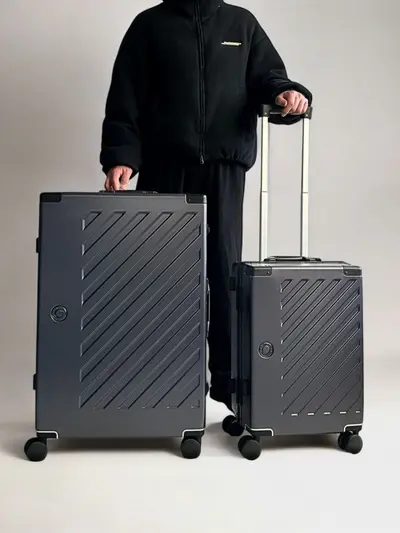 Hochwertige Arbeitstasche, Reisetasche mit Rahmen, Aluminiumrahmen, robust und langlebig, stilvolle Trolley-Tasche für Männer und Frauen, Reisetasche, Zahlenschloss