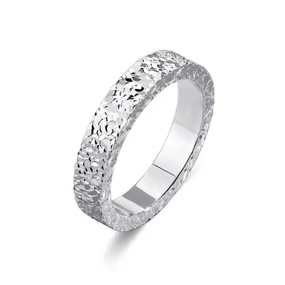 Cracked ice pattern double ring gold plated laser cut - 6