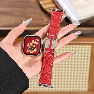 Genuine Leather Magnetic Buckle Apple Watch Band, 40-49mm Compatible - 12