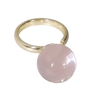 Zhao Lusi Same Style Natural Brazilian White Crystal Ring 14 Large Beads Open Adjustable Ring Fashion Elegant Unisex Style