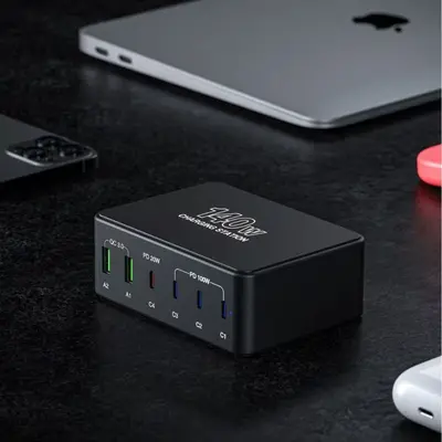 140W GaN Multi-Port PD Fast Charger, Desktop Charging Station