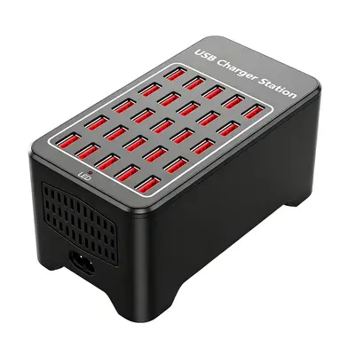 USB-Ladegerät mit 25 Anschlüssen für grenzüberschreitenden Handel, Multi-Port Schnellladestation, intelligentes Multifunktions-Desktop-Ladegerät mit mehreren Steckplätzen für Smartphones und Tablets