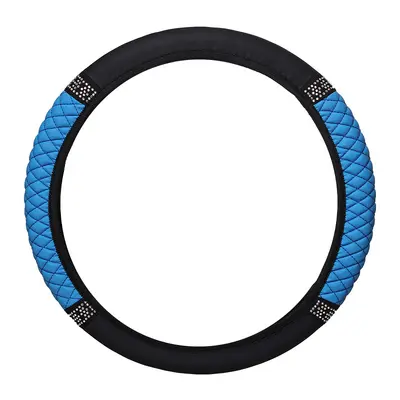 Universal Diamond-Pattern Leather Steering Wheel Cover, Four Seasons - 7