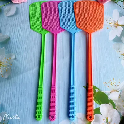 Thick Long-Handle Unbreakable Plastic Fly Swatter Large Size - 3
