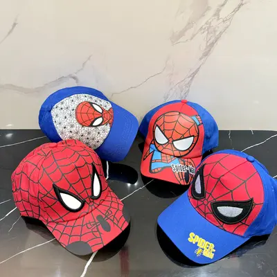 Çocuk güneş şapkası, nakışlı erkek çocuk beyzbol şapkası, örümcek desenli