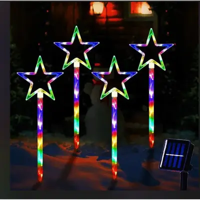 Güneş Enerjili LED Noel Baston Işık Dizisi, Çim Kar Tanesi Lambası, Açık Hava