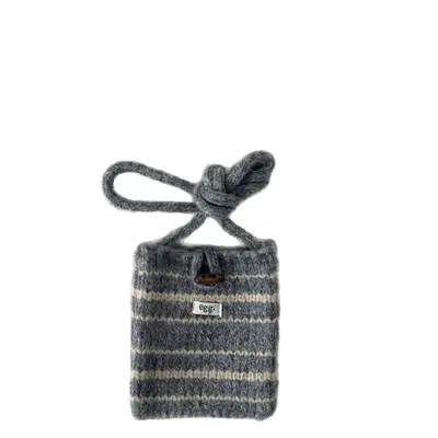 Kinder-Strickhandtasche mit Kontraststreifen - 5