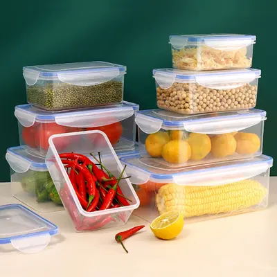 Microwave Safe Food Storage Container Transparent with Lid Food Grade Freshness Preserving Box Refrigerator Airtight Seal with Lid Rectangular Storage Box