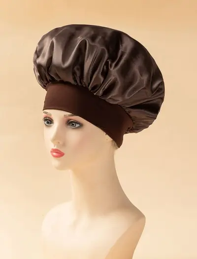 Wide-Brim Elastic Hair Cap, Satin Sleep Cap for Women - 11
