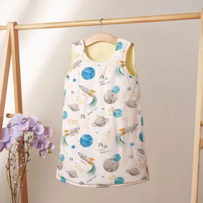 Pure Cotton Children's Sleeping Bag for Spring and Autumn, Sleeveless - 9