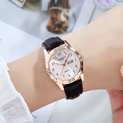 Yeni Kore tarzı moda canlı yayın kızlar öğrenci çift takvim taklidi kemer kuvars saat bayanlar üreticisi toptan izle