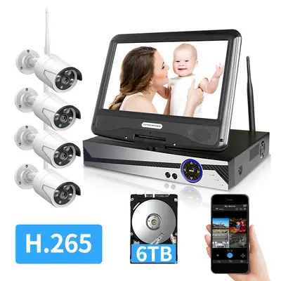 Smart surveillance camera NVR set, 10.1 inch display, WiFi