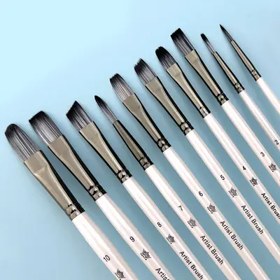 Ressam fırçası seti, 10 adet, naylon kıl, tüm teknikler - 5