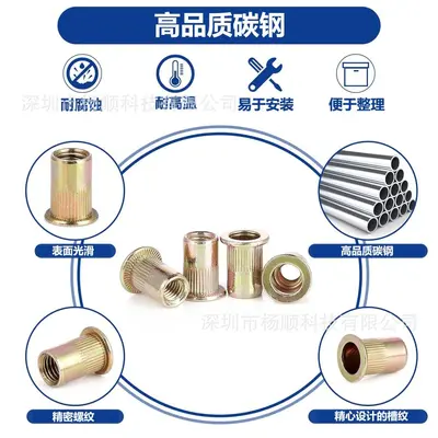Carbon Steel Zinc-Plated Blind Rivet Nut Set M3-M8, 100 Pcs in Box