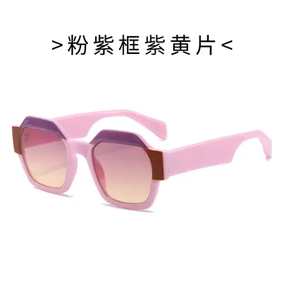 Trendige polygonale Damen-Sonnenbrille im Colorblock-Design - 8