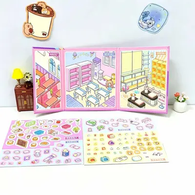 Magnetic Quiet Book, Creative DIY No-Cut Sticker Toy for Girls