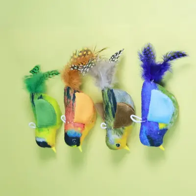 Hanging Feather Bird Cat Teaser, Bite-Resistant with Squeaker - 3