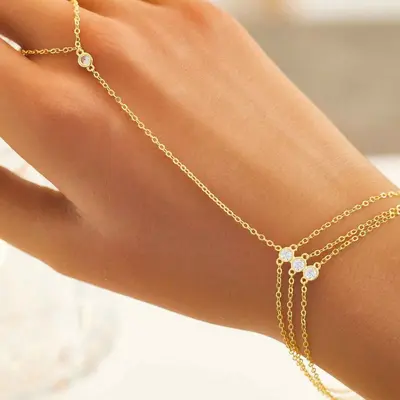 925er Silber Quasten-Kettenring mit Zirkonia und Armband