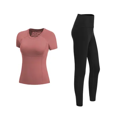 Women's Mesh Patchwork Fitness Set with Pants and Built-in Bra Liner - 6