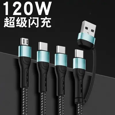 100W süper hızlı şarj beşi bir arada veri kablosu iki ila üç Apple Huawei Xiaomi Android tip-c şarjı için uygundur