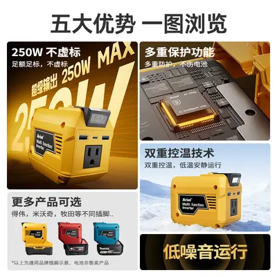 200W Lityum Pil İnvertörü Dewalt 18V/20V Uyumlu, 110V ABD Standardı, PD20W+QC3.0 - 4