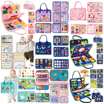 Keçe Meşgul Pano, Montessori Erken Çocukluk Öğrenme Oyuncağı, DIY Sessiz Kitap
