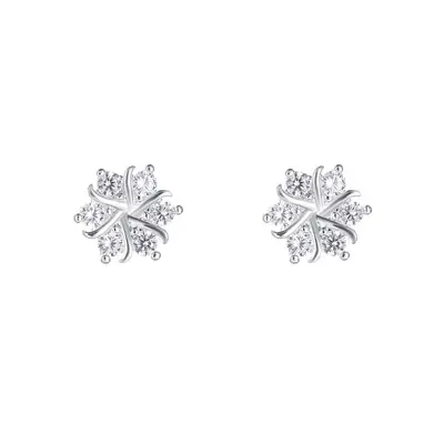 S999 Sterling Silver Snowflake Stud Earrings for Women - 5