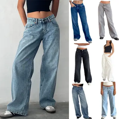 Vintage Düşük Bel Esnemeyen Yıkamalı Düz Kesim Kadın Kot Pantolon