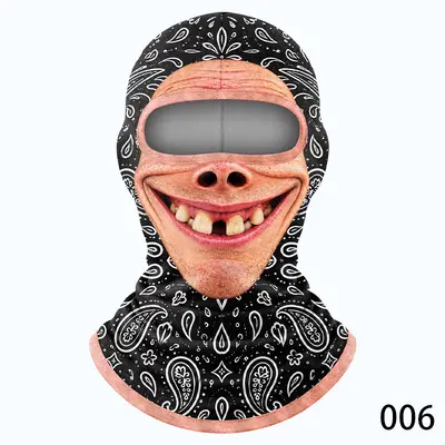 Ski Balaclava, Windproof, Thick Fleece, Funny Old Man Face Print - 13