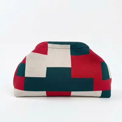 Große Kosmetiktasche aus Strickgitter, Gelb-Khaki