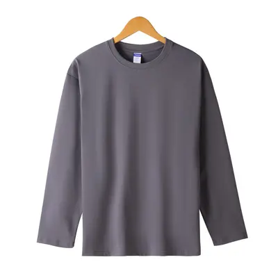 260 gram ağır gramajlı erkek t-shirt, çift iplik pamuk, uzun kollu - 9