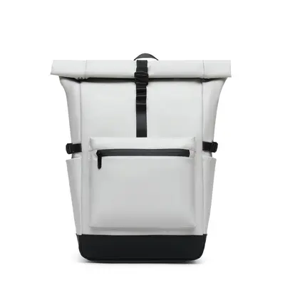 Men's Solid Color Roll-Top Backpack, Customizable Logo - 7