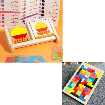 Çocuklar için Yapı Blokları Ev Tasarımcısı, Geometrik Şekiller, 3-6 Yaş Masa Oyunu - 9