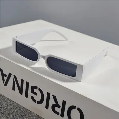 Retro Rectangular Narrow Frame Sunglasses, Unisex Hip-Hop Style - 5