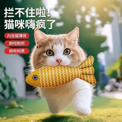 Durable Cat Toy Set with Catnip and Realistic Fish - 2