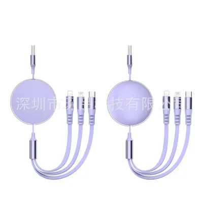 3 in 1 retractable super fast charging data cable 120w 6a in transparent ice clarity acrylic creative gift - 6