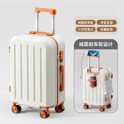 Color-Block Small Leather Suitcase with Combination Lock - 9