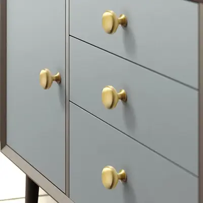 Cream Gold Zinc Alloy Cabinet Handle, Round Single-Hole Knob - 9