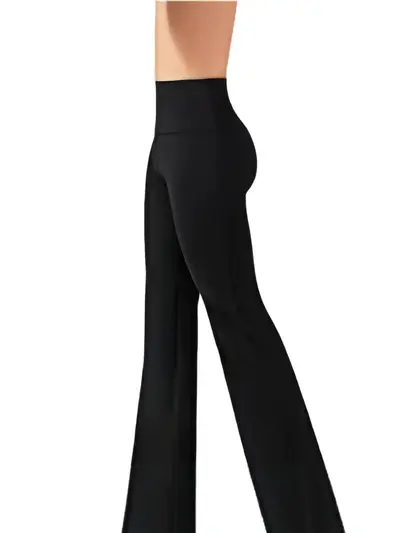High-Waist Pfirsich-Po Schlaghose, hochelastisch, figurformend