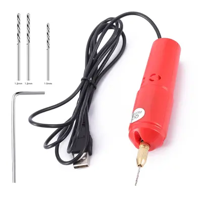 USB electric mini drill set, red - 7