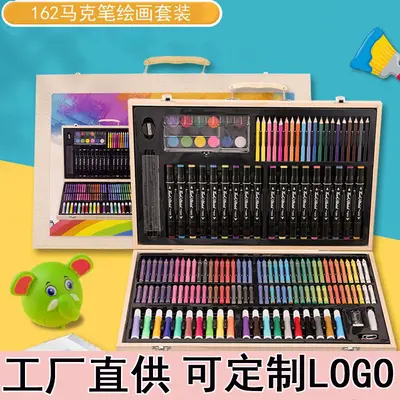 厂家供应儿童180木盒画笔水彩笔批发儿童画画蜡笔162彩笔套装 - 2