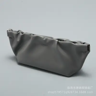 Black leather sunglasses case, large capacity, cloud design - 9